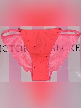 Vintage Victoria's Secret PINK string Bikini Panty lace back cotton PINK panties